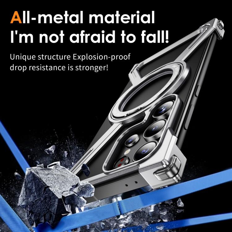 For Samsung Galaxy S24 Ultra 5G Titanium Alloy MagSafe Magnetic Airbag Shockproof Phone Case(Silver) - Galaxy S24 Ultra 5G Cases by buy2fix | Online Shopping UK | buy2fix