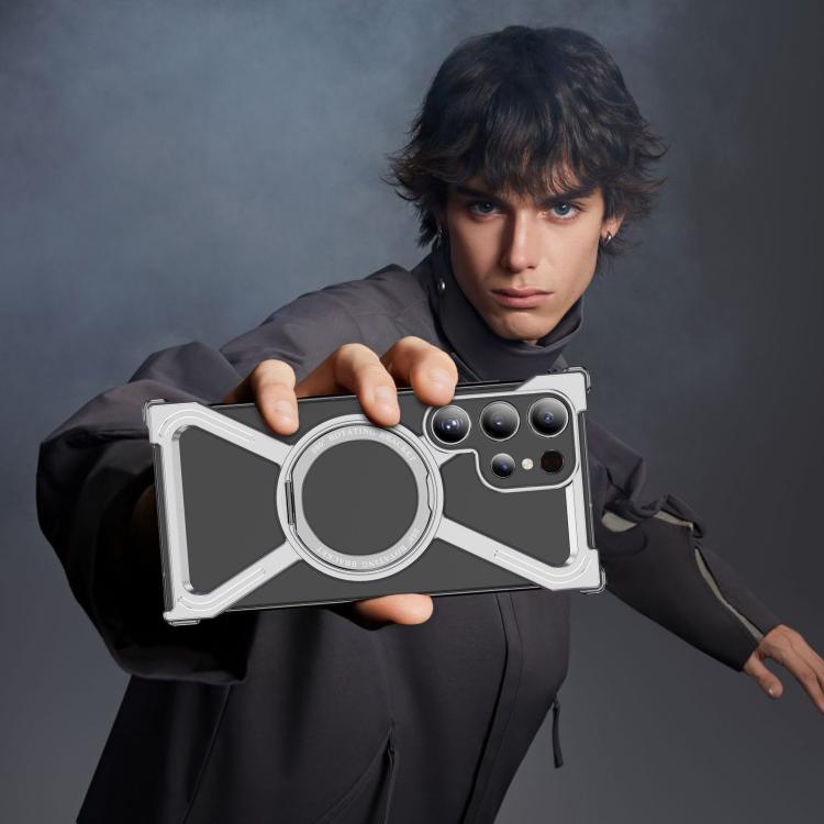 For Samsung Galaxy S24 Ultra 5G Titanium Alloy MagSafe Magnetic Airbag Shockproof Phone Case(Silver) - Galaxy S24 Ultra 5G Cases by buy2fix | Online Shopping UK | buy2fix