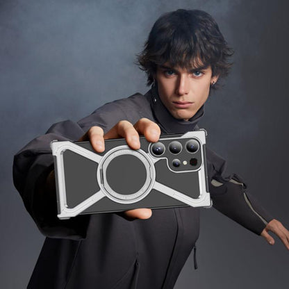 For Samsung Galaxy S24 Ultra 5G Titanium Alloy MagSafe Magnetic Airbag Shockproof Phone Case(Silver) - Galaxy S24 Ultra 5G Cases by buy2fix | Online Shopping UK | buy2fix