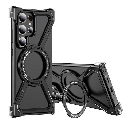 For Samsung Galaxy S23 Ultra 5G Titanium Alloy MagSafe Magnetic Airbag Shockproof Phone Case(Black)