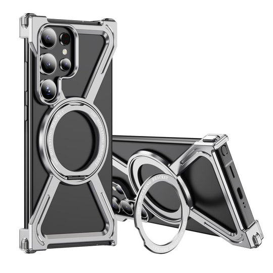 For Samsung Galaxy S23 Ultra 5G Titanium Alloy MagSafe Magnetic Airbag Shockproof Phone Case(Silver)