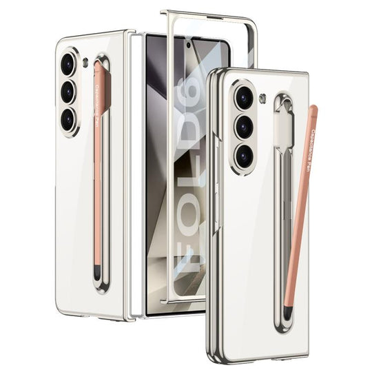 For Samsung Galaxy Z Fold6 GKK Integrated PC Phone Case with Pen Slot, Include Pen(Titanium Gray)