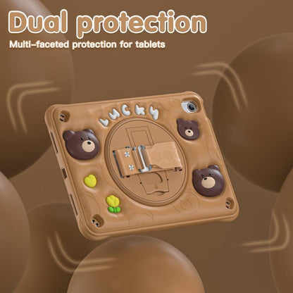 For iPad 2025 / 2022 Bear Rotation Kickstand Silicone Hybrid PC Tablet Case(Brown) - iPad 2025 / 2022 Cases by buy2fix | Online Shopping UK | buy2fix