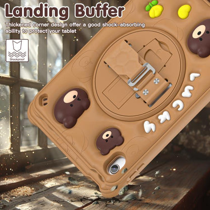 For iPad 2025 / 2022 Bear Rotation Kickstand Silicone Hybrid PC Tablet Case(Brown) - iPad 2025 / 2022 Cases by buy2fix | Online Shopping UK | buy2fix