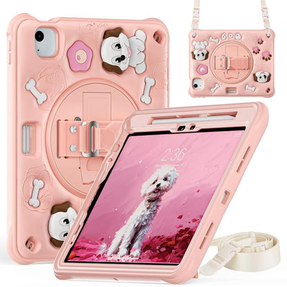 For iPad Air 11 2025 / 2024 / Pro 11 2022 Dog Rotation Kickstand Silicone Hybrid PC Tablet Case(Pink) - iPad Air 11 2025 / 2024 Cases by buy2fix | Online Shopping UK | buy2fix