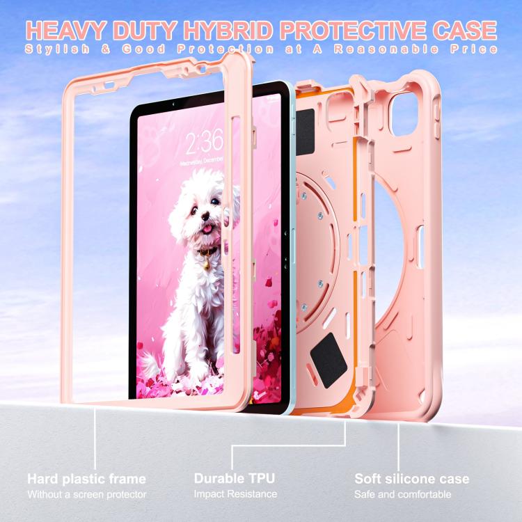 For iPad Air 11 2025 / 2024 / Pro 11 2022 Dog Rotation Kickstand Silicone Hybrid PC Tablet Case(Pink) - iPad Air 11 2025 / 2024 Cases by buy2fix | Online Shopping UK | buy2fix