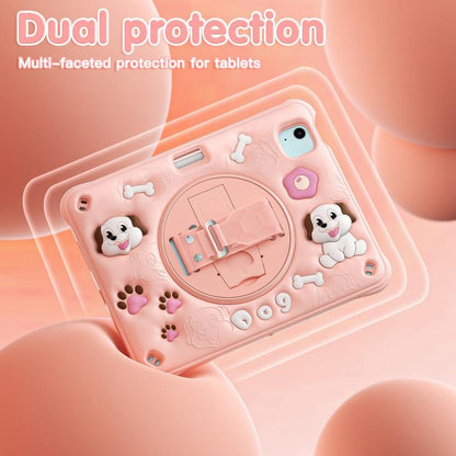 For iPad Air 11 2025 / 2024 / Pro 11 2022 Dog Rotation Kickstand Silicone Hybrid PC Tablet Case(Pink) - iPad Air 11 2025 / 2024 Cases by buy2fix | Online Shopping UK | buy2fix