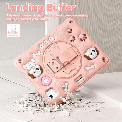 For iPad Air 11 2025 / 2024 / Pro 11 2022 Dog Rotation Kickstand Silicone Hybrid PC Tablet Case(Pink) - iPad Air 11 2025 / 2024 Cases by buy2fix | Online Shopping UK | buy2fix