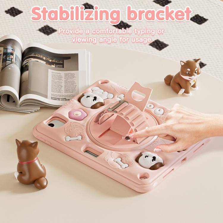 For iPad Air 11 2025 / 2024 / Pro 11 2022 Dog Rotation Kickstand Silicone Hybrid PC Tablet Case(Pink) - iPad Air 11 2025 / 2024 Cases by buy2fix | Online Shopping UK | buy2fix