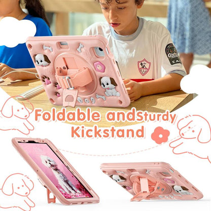 For iPad Air 11 2025 / 2024 / Pro 11 2022 Dog Rotation Kickstand Silicone Hybrid PC Tablet Case(Pink) - iPad Air 11 2025 / 2024 Cases by buy2fix | Online Shopping UK | buy2fix
