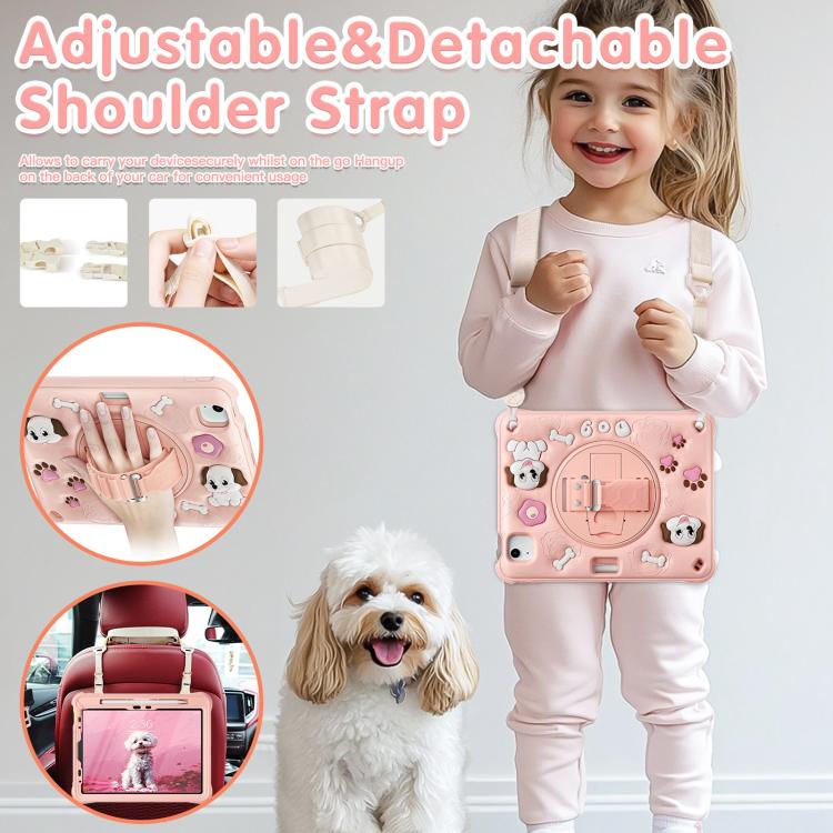 For iPad Air 11 2025 / 2024 / Pro 11 2022 Dog Rotation Kickstand Silicone Hybrid PC Tablet Case(Pink) - iPad Air 11 2025 / 2024 Cases by buy2fix | Online Shopping UK | buy2fix