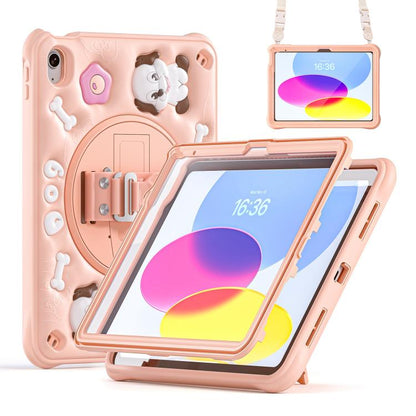For iPad 2025 / 2022 Dog Rotation Kickstand Silicone Hybrid PC Tablet Case(Pink) - iPad 2025 / 2022 Cases by buy2fix | Online Shopping UK | buy2fix