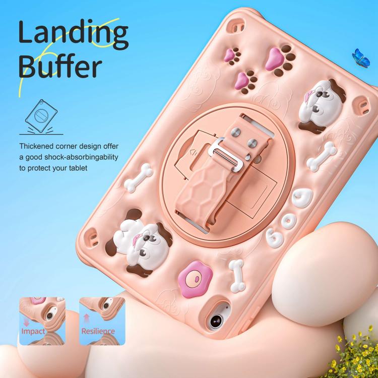For iPad 2025 / 2022 Dog Rotation Kickstand Silicone Hybrid PC Tablet Case(Pink) - iPad 2025 / 2022 Cases by buy2fix | Online Shopping UK | buy2fix