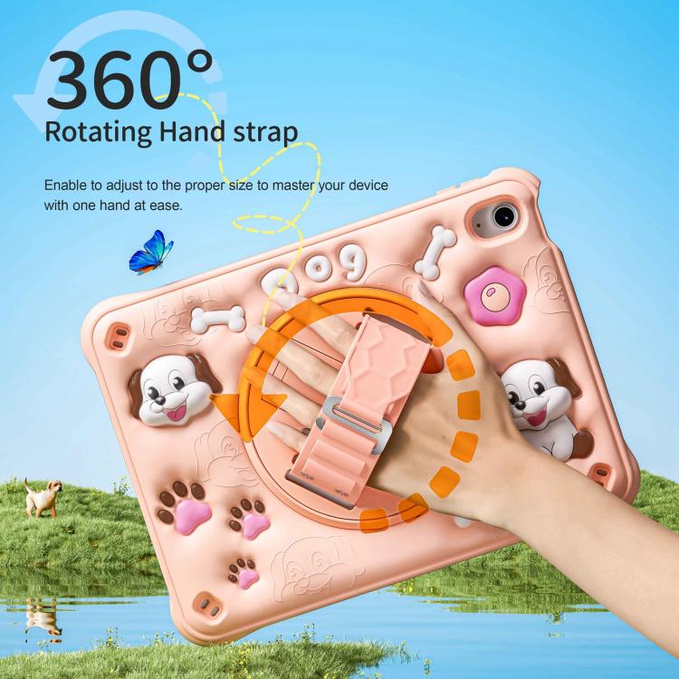 For iPad 2025 / 2022 Dog Rotation Kickstand Silicone Hybrid PC Tablet Case(Pink) - iPad 2025 / 2022 Cases by buy2fix | Online Shopping UK | buy2fix