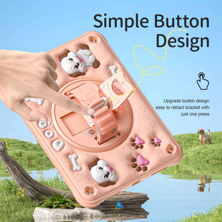 For iPad 2025 / 2022 Dog Rotation Kickstand Silicone Hybrid PC Tablet Case(Pink) - iPad 2025 / 2022 Cases by buy2fix | Online Shopping UK | buy2fix