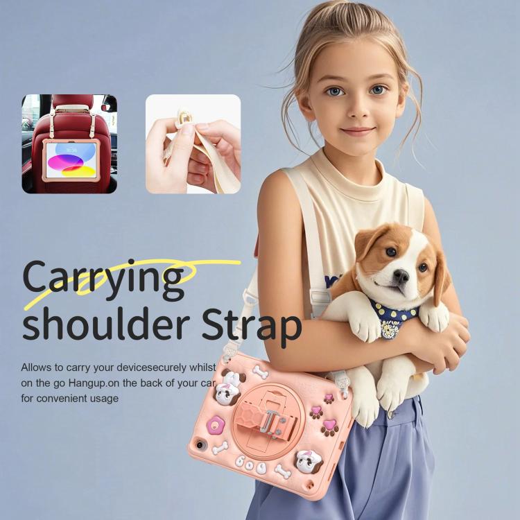 For iPad 2025 / 2022 Dog Rotation Kickstand Silicone Hybrid PC Tablet Case(Pink) - iPad 2025 / 2022 Cases by buy2fix | Online Shopping UK | buy2fix