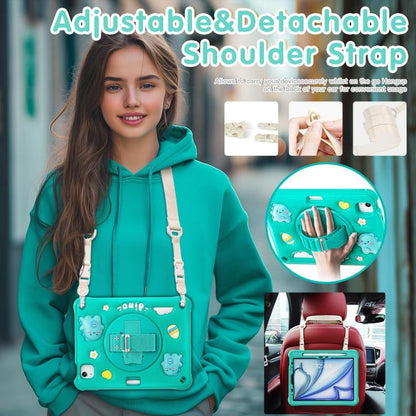 For iPad Air 11 2025 / 2024 / Pro 11 2022 Dragon Rotation Kickstand Silicone Hybrid PC Tablet Case(Green) - iPad Air 11 2025 / 2024 Cases by buy2fix | Online Shopping UK | buy2fix