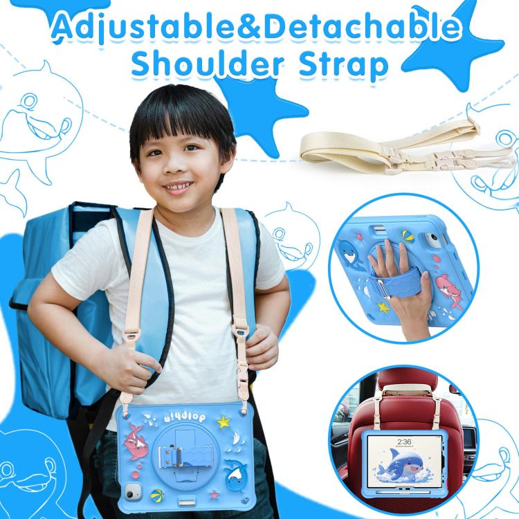 For iPad Air 11 2025 / 2024 / Pro 11 2022 Dolphin Rotation Kickstand Silicone Hybrid PC Tablet Case(Blue) - iPad Air 11 2025 / 2024 Cases by buy2fix | Online Shopping UK | buy2fix