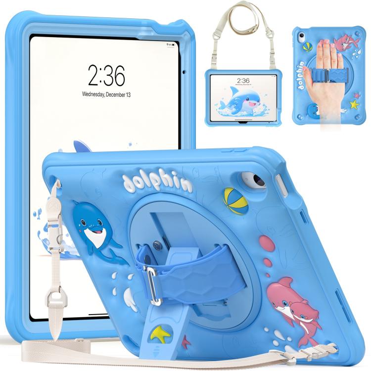 For iPad 2025 / 2022 Dolphin Rotation Kickstand Silicone Hybrid PC Tablet Case(Blue) - iPad 2025 / 2022 Cases by buy2fix | Online Shopping UK | buy2fix