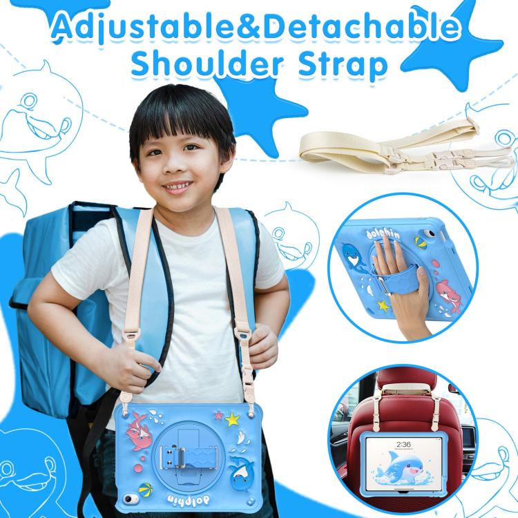 For iPad 2025 / 2022 Dolphin Rotation Kickstand Silicone Hybrid PC Tablet Case(Blue) - iPad 2025 / 2022 Cases by buy2fix | Online Shopping UK | buy2fix