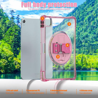 For iPad Air 13 2024 / 2025 Rotation Grip Holder TPU Hybrid Clear PC Tablet Case(Red Rose) - iPad Air 13 2025 / 2024 Cases by buy2fix | Online Shopping UK | buy2fix