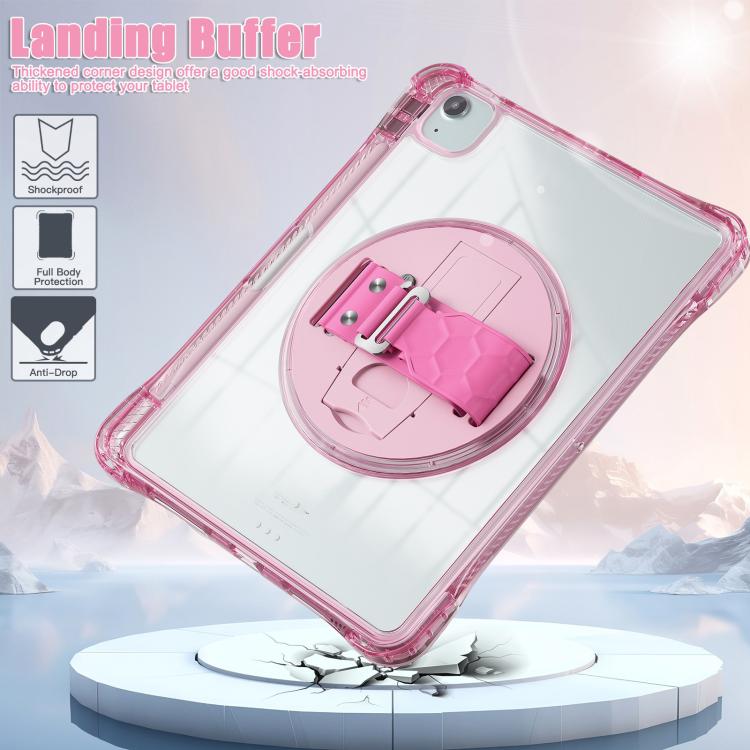 For iPad Air 13 2024 / 2025 Rotation Grip Holder TPU Hybrid Clear PC Tablet Case(Red Rose) - iPad Air 13 2025 / 2024 Cases by buy2fix | Online Shopping UK | buy2fix