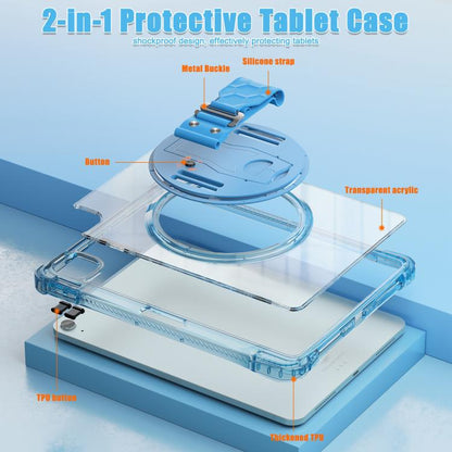 For iPad Air 11 2025 / 2024 / Pro 11 2022 Rotation Grip Holder TPU Hybrid Clear PC Tablet Case(Light Blue) - iPad Air 11 2025 / 2024 Cases by buy2fix | Online Shopping UK | buy2fix
