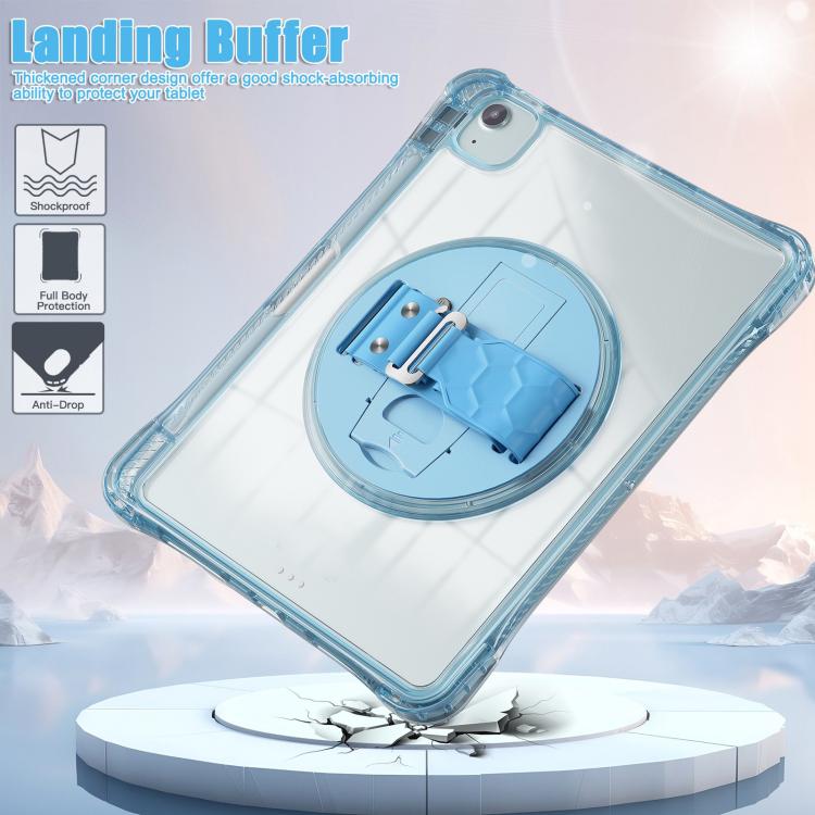 For iPad Air 11 2025 / 2024 / Pro 11 2022 Rotation Grip Holder TPU Hybrid Clear PC Tablet Case(Light Blue) - iPad Air 11 2025 / 2024 Cases by buy2fix | Online Shopping UK | buy2fix