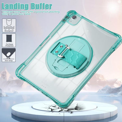 For iPad Air 11 2025 / 2024 / Pro 11 2022 Rotation Grip Holder TPU Hybrid Clear PC Tablet Case(Light Green) - iPad Air 11 2025 / 2024 Cases by buy2fix | Online Shopping UK | buy2fix