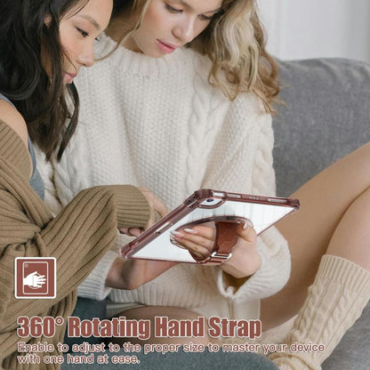 For iPad Air 11 2025 / 2024 / Pro 11 2022 Rotation Grip Holder TPU Hybrid Clear PC Tablet Case(Chocolate) - iPad Air 11 2025 / 2024 Cases by buy2fix | Online Shopping UK | buy2fix