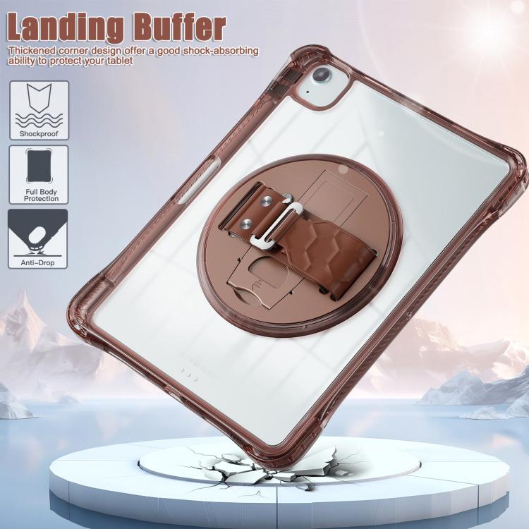 For iPad Air 11 2025 / 2024 / Pro 11 2022 Rotation Grip Holder TPU Hybrid Clear PC Tablet Case(Chocolate) - iPad Air 11 2025 / 2024 Cases by buy2fix | Online Shopping UK | buy2fix