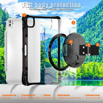 For iPad Pro 11 2024 Rotation Grip Holder TPU Hybrid Clear PC Tablet Case(Black) - iPad Pro 11 2024 Cases by buy2fix | Online Shopping UK | buy2fix