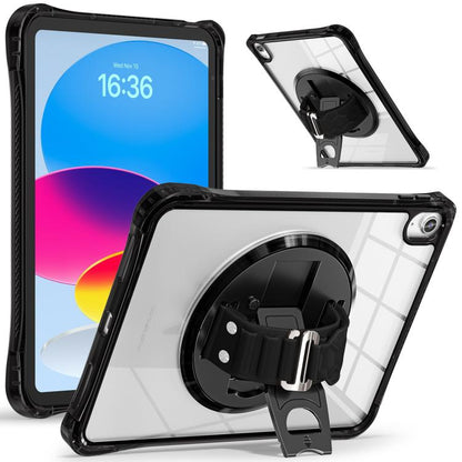 For iPad 2025 / 2022 Rotation Grip Holder TPU Hybrid Clear PC Tablet Case(Black) - iPad 2025 / 2022 Cases by buy2fix | Online Shopping UK | buy2fix