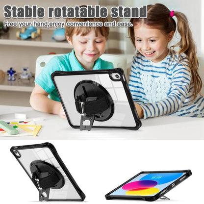 For iPad 2025 / 2022 Rotation Grip Holder TPU Hybrid Clear PC Tablet Case(Black) - iPad 2025 / 2022 Cases by buy2fix | Online Shopping UK | buy2fix