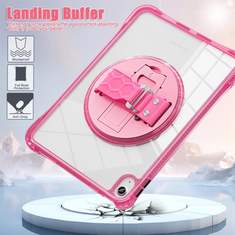 For iPad 2025 / 2022 Rotation Grip Holder TPU Hybrid Clear PC Tablet Case(Red Rose) - iPad 2025 / 2022 Cases by buy2fix | Online Shopping UK | buy2fix