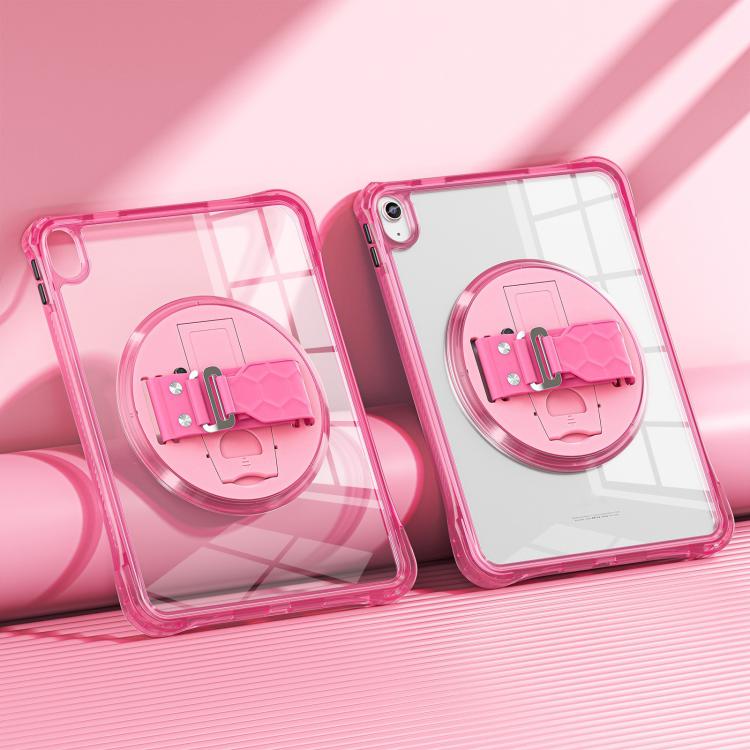 For iPad 2025 / 2022 Rotation Grip Holder TPU Hybrid Clear PC Tablet Case(Red Rose) - iPad 2025 / 2022 Cases by buy2fix | Online Shopping UK | buy2fix