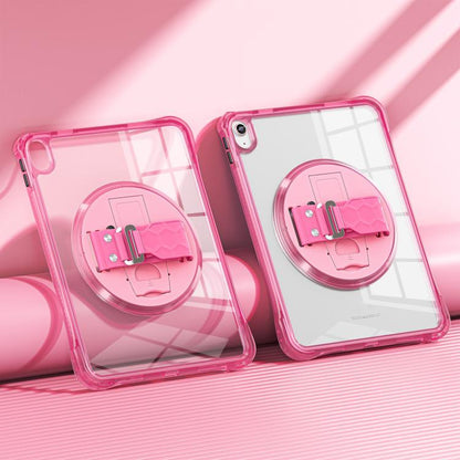 For iPad 2025 / 2022 Rotation Grip Holder TPU Hybrid Clear PC Tablet Case(Red Rose) - iPad 2025 / 2022 Cases by buy2fix | Online Shopping UK | buy2fix