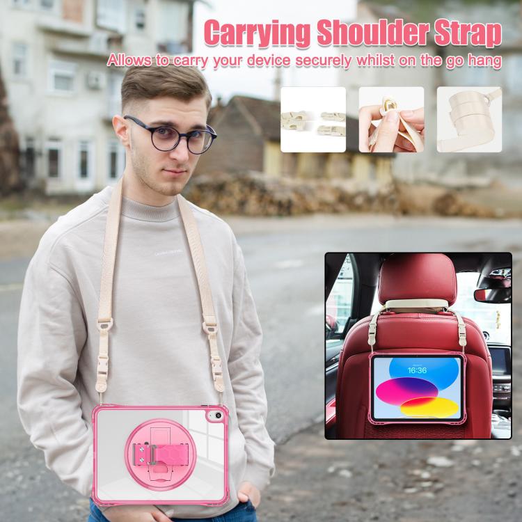 For iPad 2025 / 2022 Rotation Grip Holder TPU Hybrid Clear PC Tablet Case(Red Rose) - iPad 2025 / 2022 Cases by buy2fix | Online Shopping UK | buy2fix