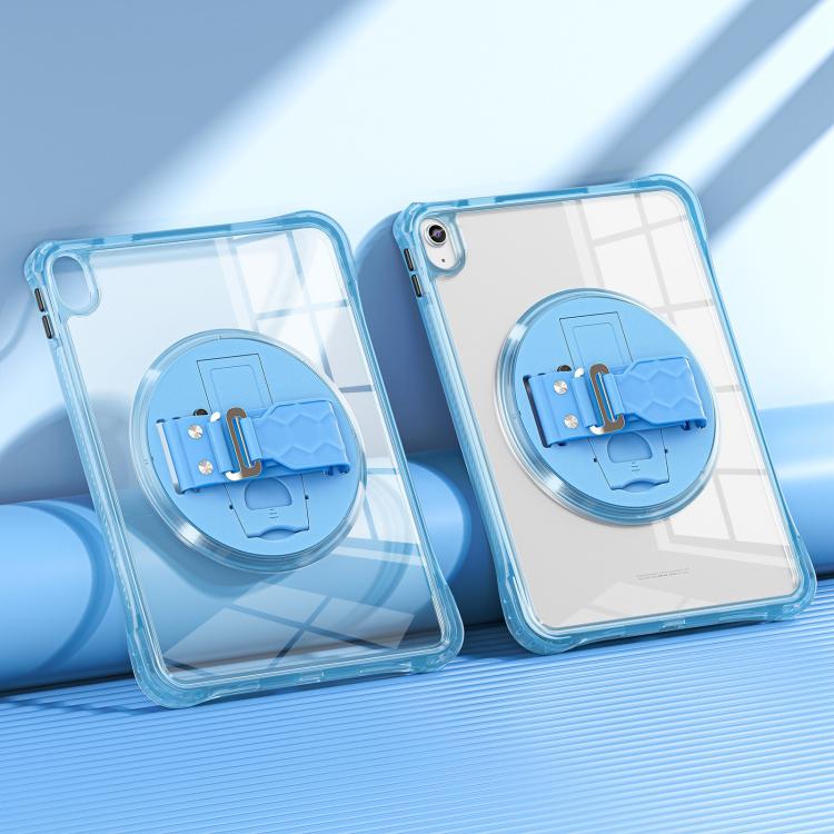For iPad 2025 / 2022 Rotation Grip Holder TPU Hybrid Clear PC Tablet Case(Light Blue) - iPad 2025 / 2022 Cases by buy2fix | Online Shopping UK | buy2fix