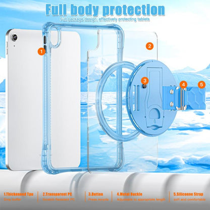 For iPad 2025 / 2022 Rotation Grip Holder TPU Hybrid Clear PC Tablet Case(Light Blue) - iPad 2025 / 2022 Cases by buy2fix | Online Shopping UK | buy2fix