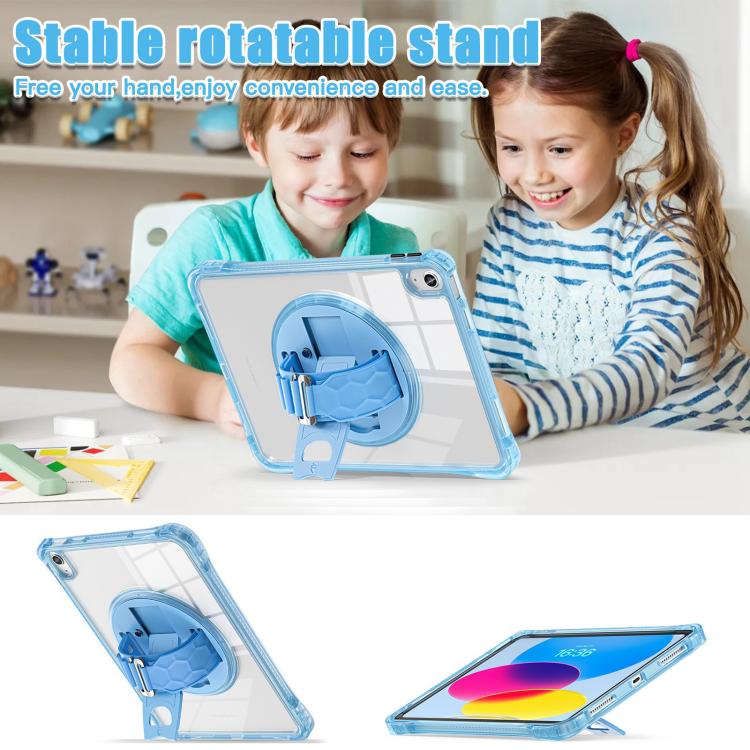 For iPad 2025 / 2022 Rotation Grip Holder TPU Hybrid Clear PC Tablet Case(Light Blue) - iPad 2025 / 2022 Cases by buy2fix | Online Shopping UK | buy2fix
