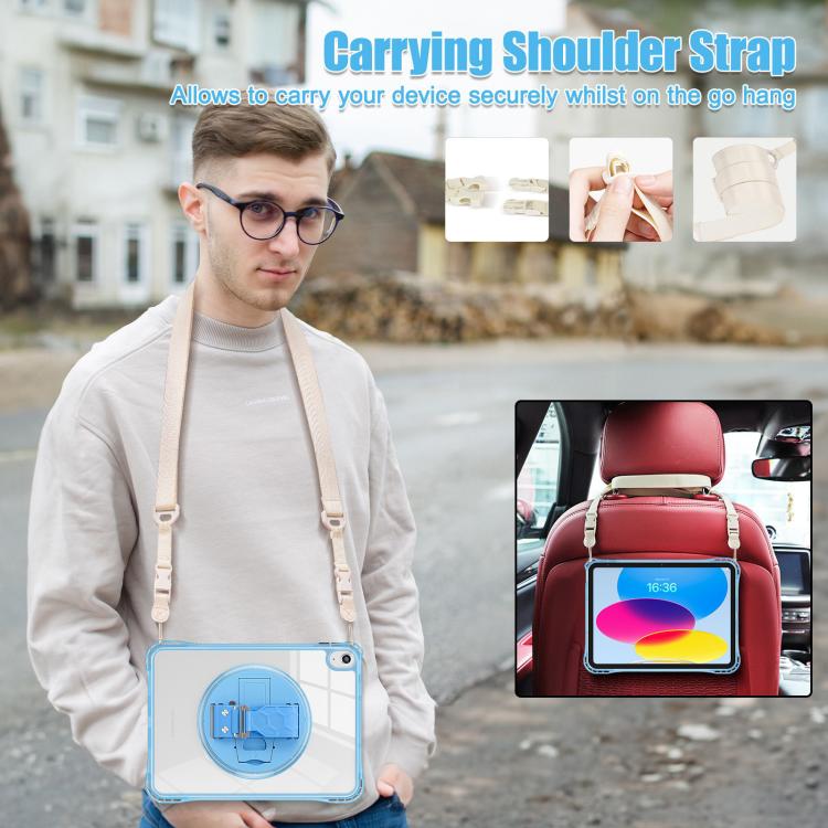 For iPad 2025 / 2022 Rotation Grip Holder TPU Hybrid Clear PC Tablet Case(Light Blue) - iPad 2025 / 2022 Cases by buy2fix | Online Shopping UK | buy2fix