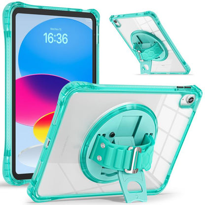 For iPad 2025 / 2022 Rotation Grip Holder TPU Hybrid Clear PC Tablet Case(Light Green) - iPad 2025 / 2022 Cases by buy2fix | Online Shopping UK | buy2fix
