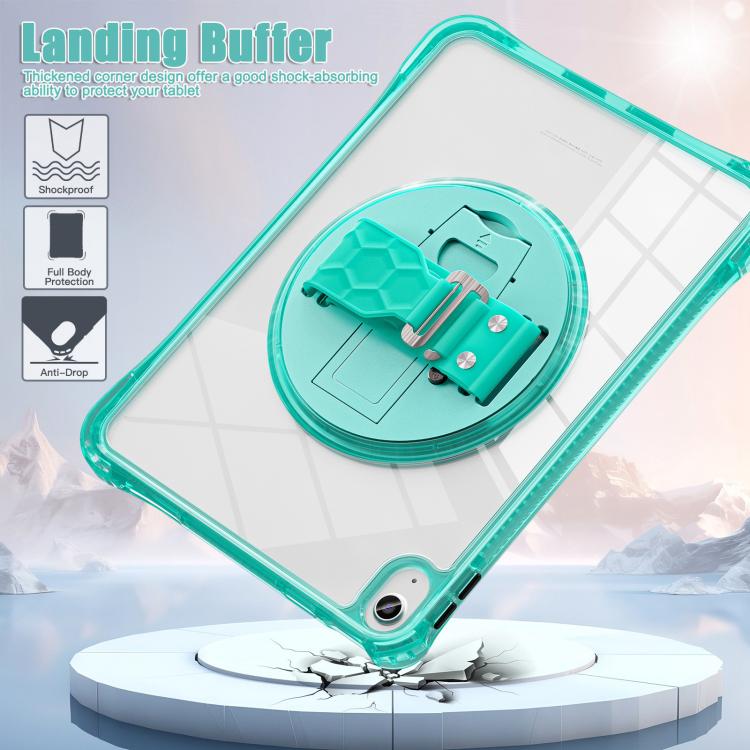 For iPad 2025 / 2022 Rotation Grip Holder TPU Hybrid Clear PC Tablet Case(Light Green) - iPad 2025 / 2022 Cases by buy2fix | Online Shopping UK | buy2fix