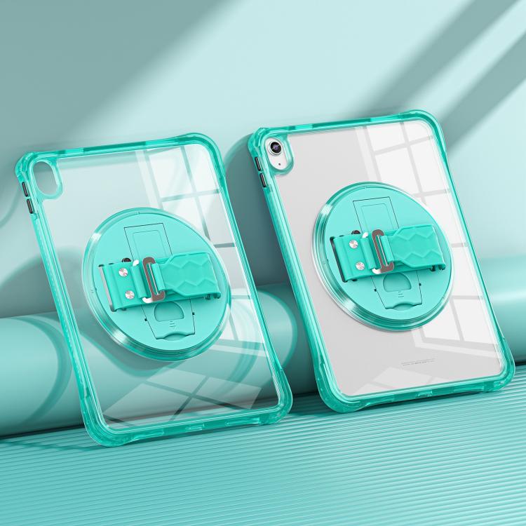 For iPad 2025 / 2022 Rotation Grip Holder TPU Hybrid Clear PC Tablet Case(Light Green) - iPad 2025 / 2022 Cases by buy2fix | Online Shopping UK | buy2fix