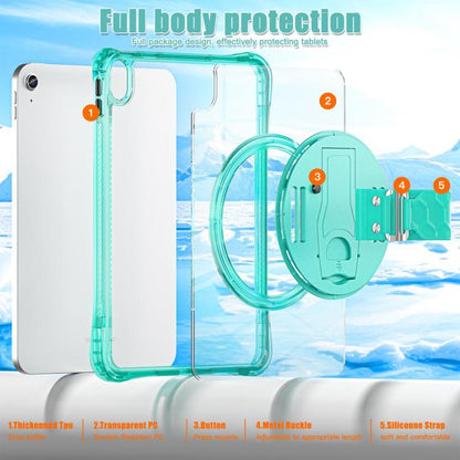 For iPad 2025 / 2022 Rotation Grip Holder TPU Hybrid Clear PC Tablet Case(Light Green) - iPad 2025 / 2022 Cases by buy2fix | Online Shopping UK | buy2fix