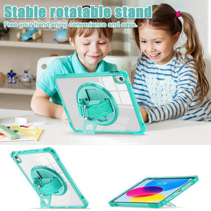 For iPad 2025 / 2022 Rotation Grip Holder TPU Hybrid Clear PC Tablet Case(Light Green) - iPad 2025 / 2022 Cases by buy2fix | Online Shopping UK | buy2fix