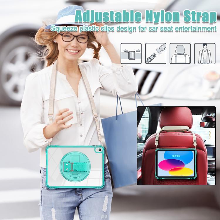 For iPad 2025 / 2022 Rotation Grip Holder TPU Hybrid Clear PC Tablet Case(Light Green) - iPad 2025 / 2022 Cases by buy2fix | Online Shopping UK | buy2fix