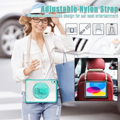 For iPad 2025 / 2022 Rotation Grip Holder TPU Hybrid Clear PC Tablet Case(Light Green) - iPad 2025 / 2022 Cases by buy2fix | Online Shopping UK | buy2fix