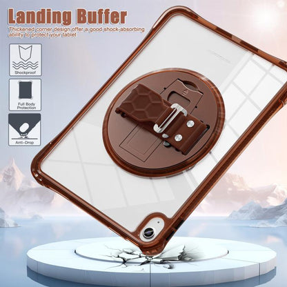 For iPad 2025 / 2022 Rotation Grip Holder TPU Hybrid Clear PC Tablet Case(Chocolate) - iPad 2025 / 2022 Cases by buy2fix | Online Shopping UK | buy2fix